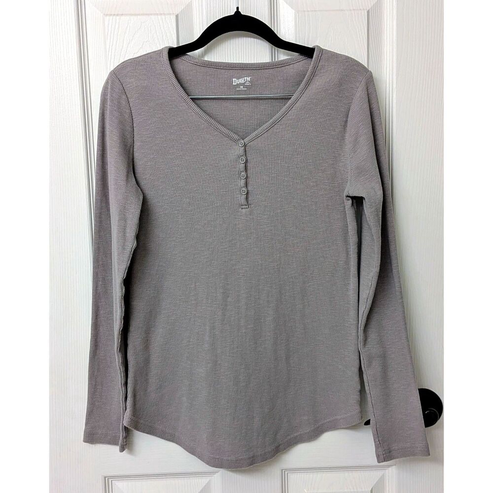 Duluth Ribbed Gray Henley Outdoorsy Camping Gorpcore Classic Workwear | SZ XS
